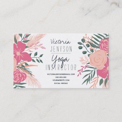 Spring tropical floral photo yoga instructor