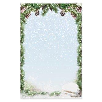 Spruce, cones, log, snow Winter Stationery