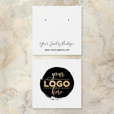 Square Back Logo White Earring Display Card