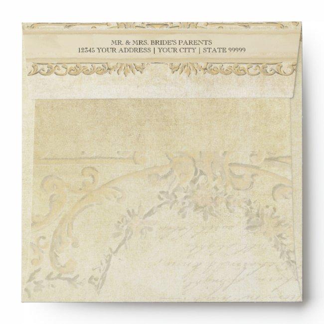 Square Envelope Paris Parchment Elegant Wedding