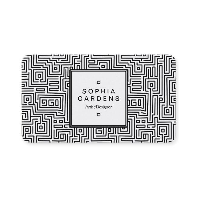 Square Label 05 - Kuba Maze Pattern