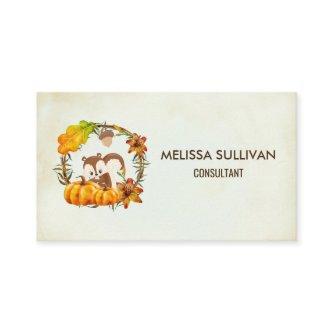 Squirrel and Pumpkins Rustic Wreath