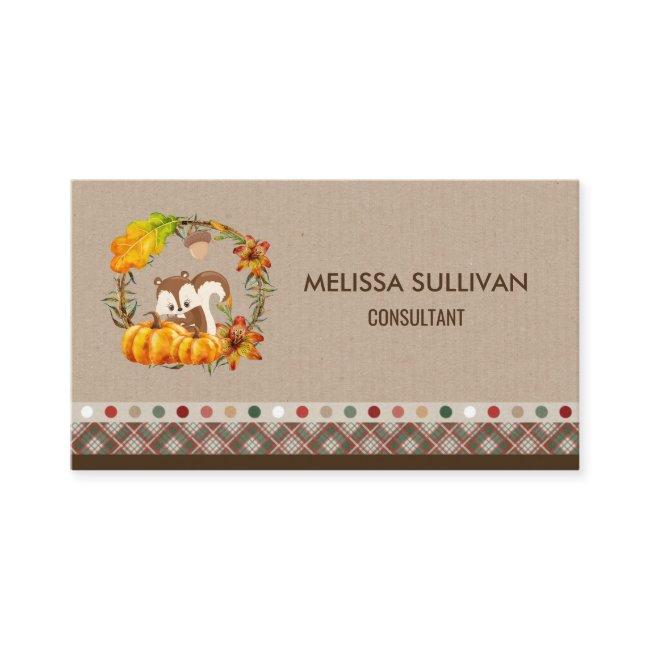 Squirrel and Pumpkins Rustic Wreath