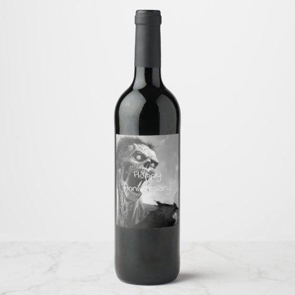 sscreaming zombie anniversary wine label
