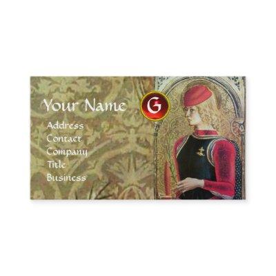 ST.GEORGE AND DRAGON Red Ruby Monogram,Gold Damask