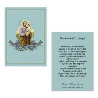 St. Joseph  Memorare Prayer Holy Card