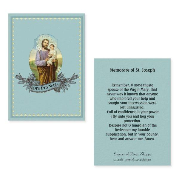 St. Joseph  Memorare Prayer Holy Card