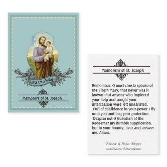 St. Joseph  Memorare Prayer Holy Card