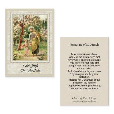 St. Joseph walking with Jesus Memorare Holy Card