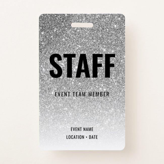 Staff Custom Event or Concert Silver Glitter Badge