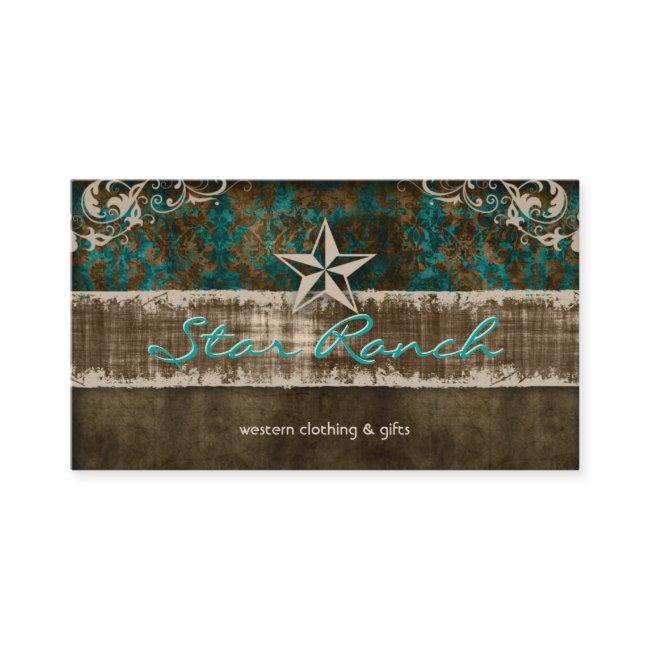 Star Shabby Suede Rustic Teal Brown H