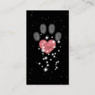 Starlight Pink Heart Paw Print Pet Sitter Black