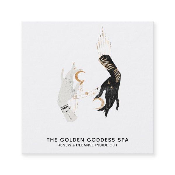 *~* Stars Moon Mystic  Hands Gold Palm Leaves Spa Square