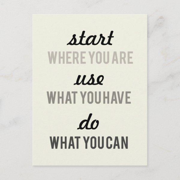 Start where you are Motivational Postcard