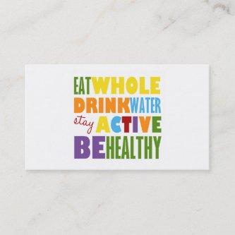 Stay Active Be Healthy Colorful Text Card