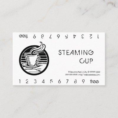 Steaming Cup in Hand Logo Punch Card