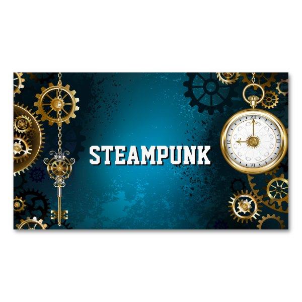 Steampun turquoise Background with Gears  Magnet