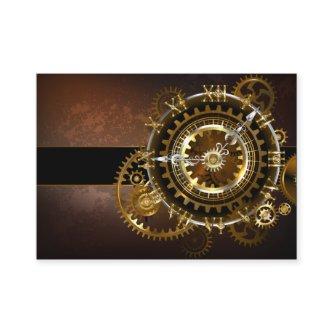 Steampunk clock with antique gears calling card