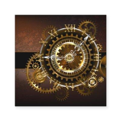 Steampunk clock with antique gears square