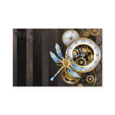 Steampunk Clock with Mechanical Dragonfly
