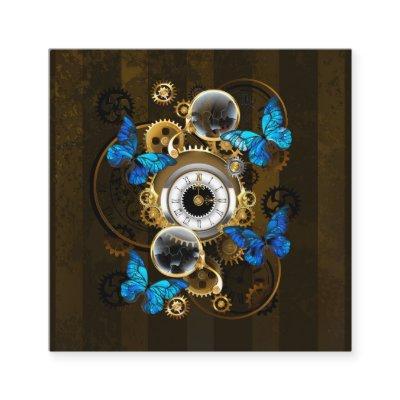 Steampunk Gears and Blue Butterflies Calling Card