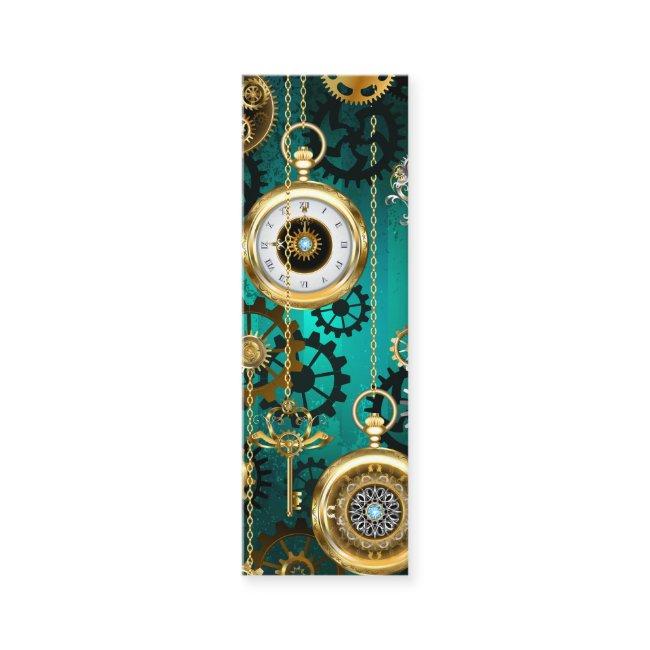 Steampunk Jewelry Watch on a Green Background Calling Card