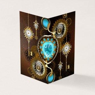 Steampunk Rusty Background with Turquoise Lenses