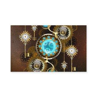 Steampunk Rusty Background with Turquoise Lenses