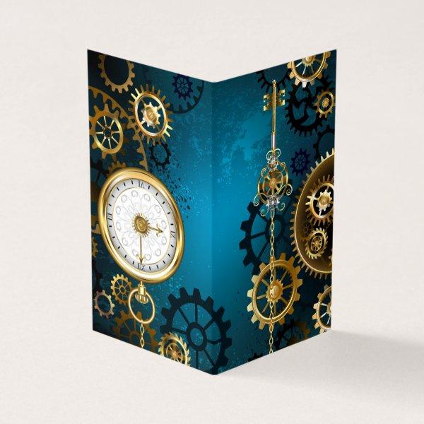 Steampunk turquoise Background with Gears