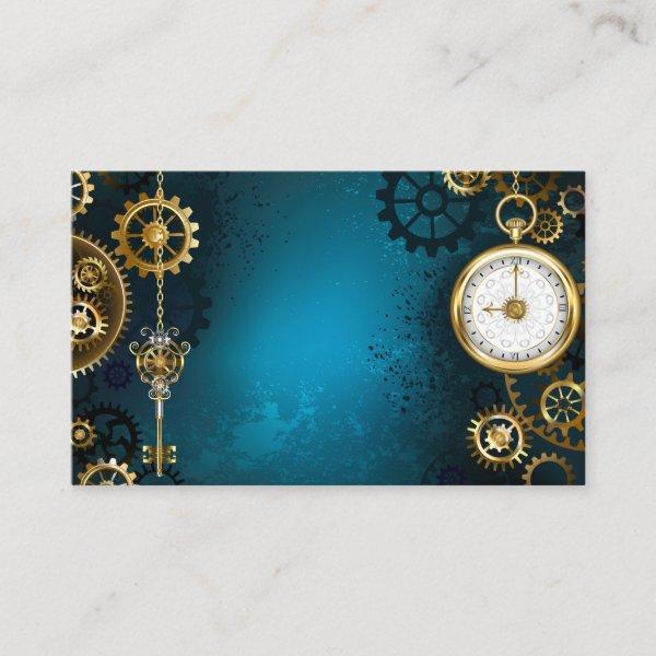 Steampunk turquoise Background with Gears