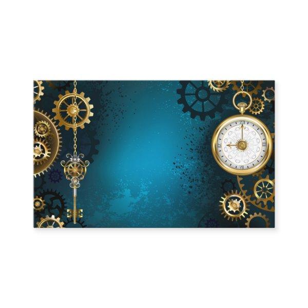 Steampunk turquoise Background with Gears