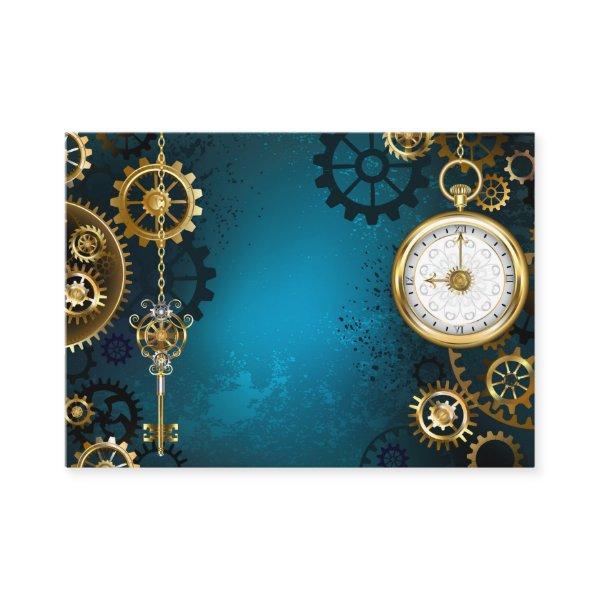 Steampunk turquoise Background with Gears