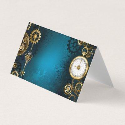 Steampunk turquoise Background with Gears