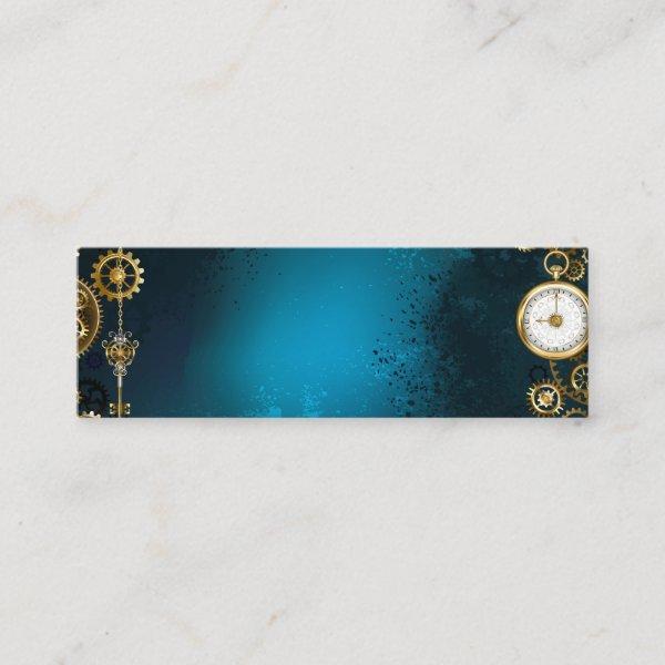 Steampunk turquoise Background with Gears Loyalty Card