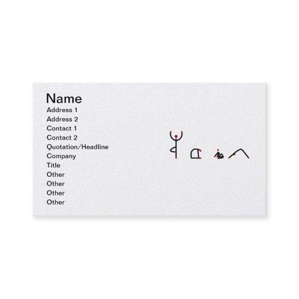 Stick figure of yoga poses spelling YOGA.