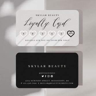 Stone Grey & Black Stylish Minimal Heart Love Loyalty Card