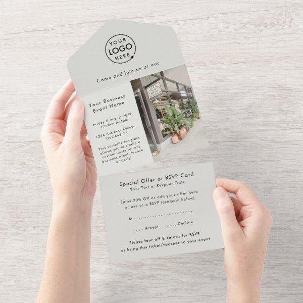 Store Event | Gray Modern Photo Business Launch All In One Invitation