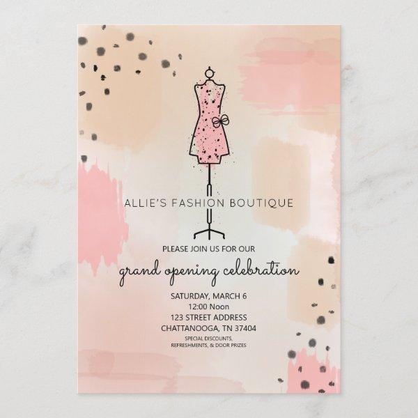 Store Opening Grand Opening Dress Form Pink Invitation