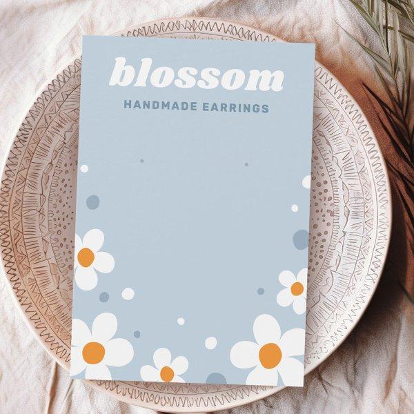 Strawberry blossom retro dusty blue earring card