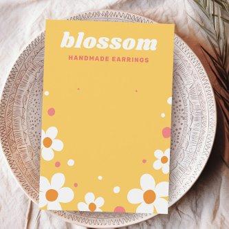 Strawberry blossom retro font yellow earring card