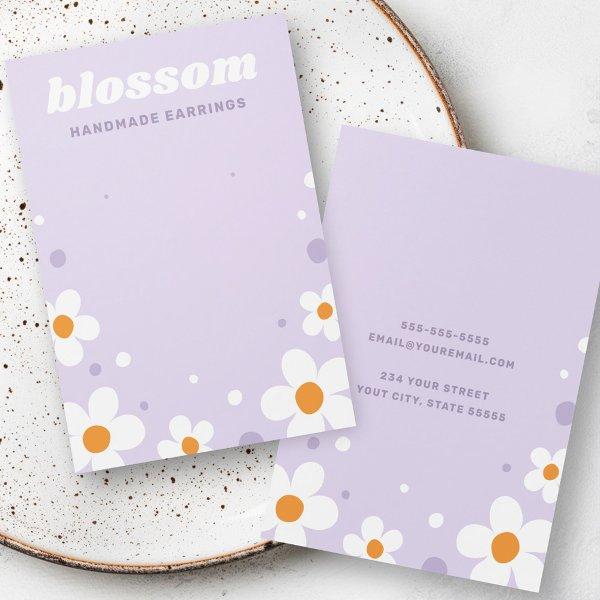 Strawberry blossom retro light purple earring card