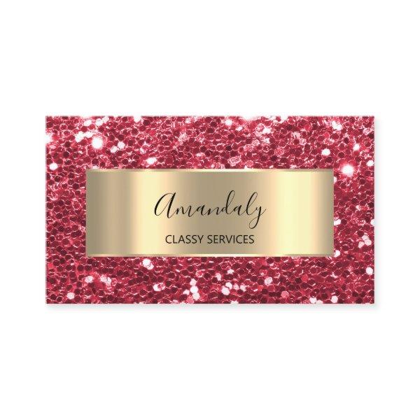Strawberry Red Gold Frame Chunky Glitter QR Code