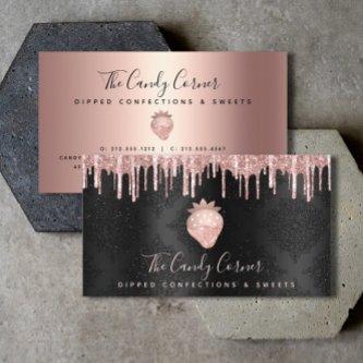 Strawberry Rose Gold Drips Confection Sweets Black