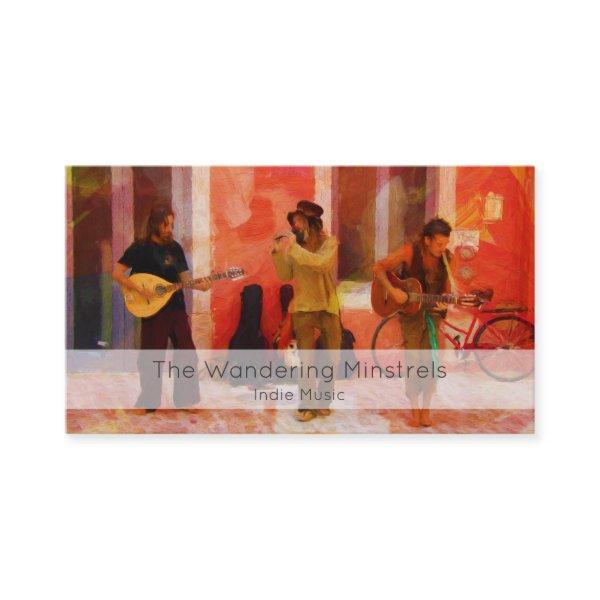 Street Musicians Playing Guitar Mandolin and Flute