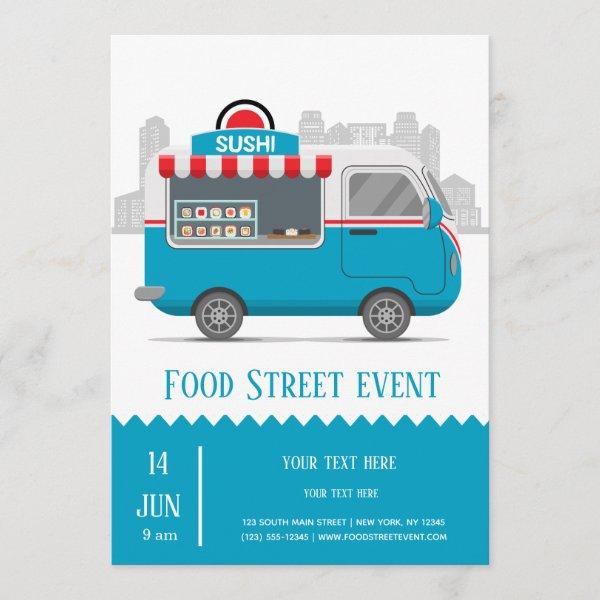 Street truck food sushi invitation