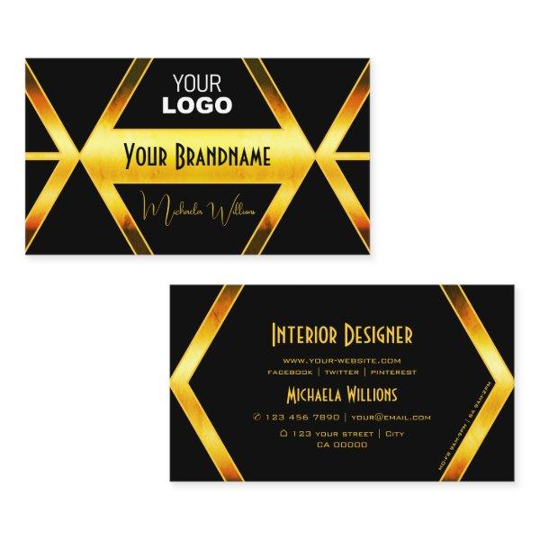 Striking Black Geometric Orange Shimmer with Logo