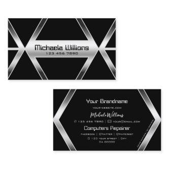 Striking Black Geometric Shimmery Silver Stylish