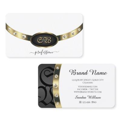 Striking Gold Black and White Monogram Diamonds