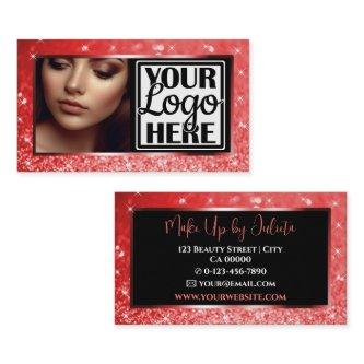Striking Red Sparkle Glitter Glam Photo and Logo