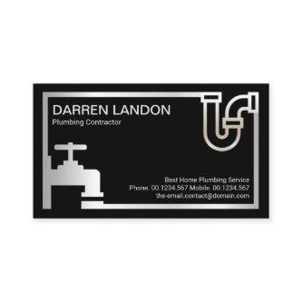 Striking Retro Silver Plumbing Icon Border Plumber